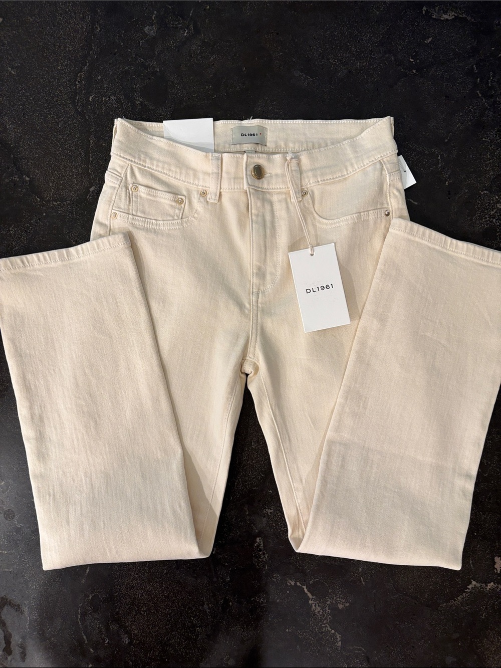 DL1961 Mara Straight Mid-Rise Instasculpt Ankle Jeans – Ecru – Size 27 (NWT)
